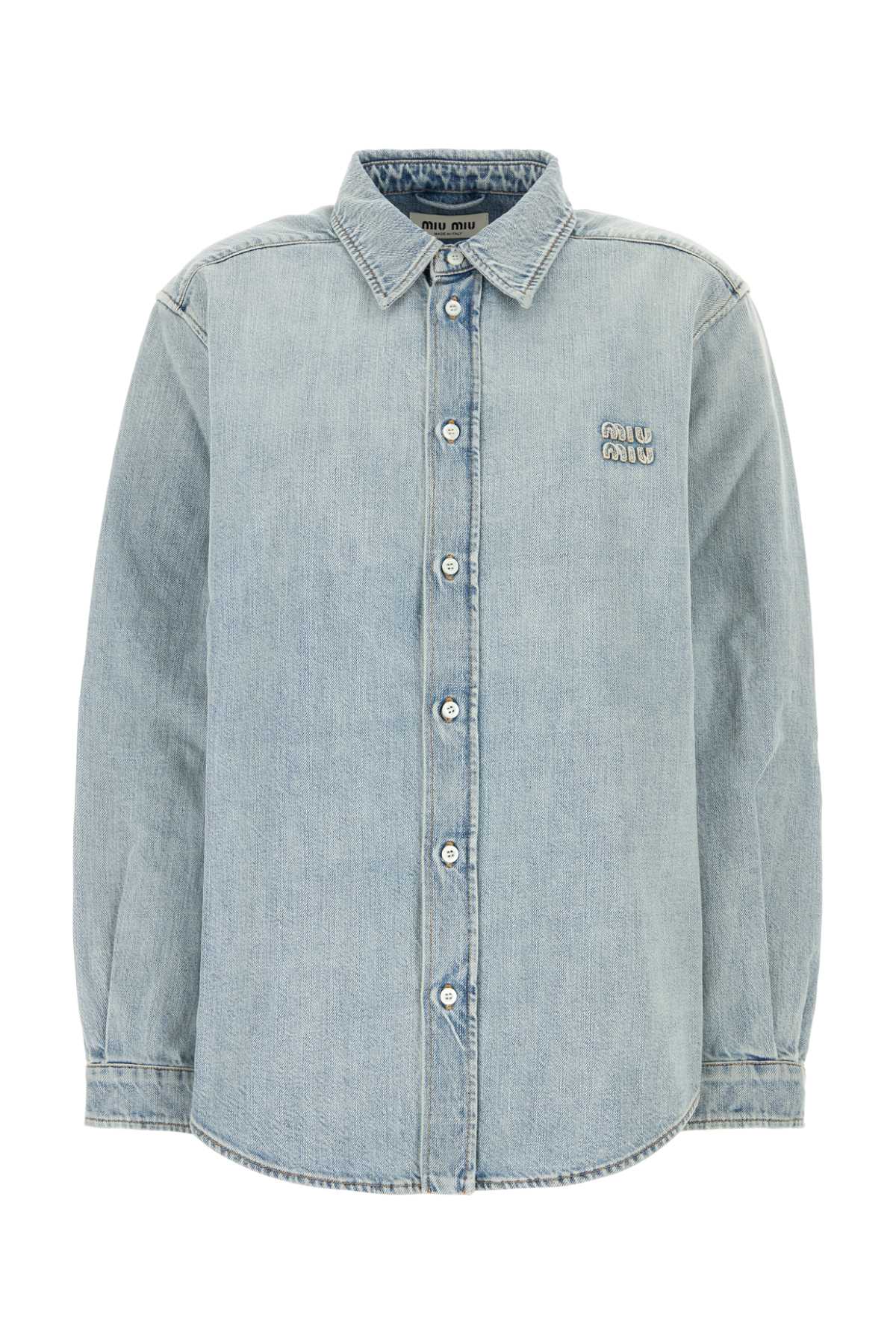 Miu Miu Light-Blue Denim Shirt — Blue