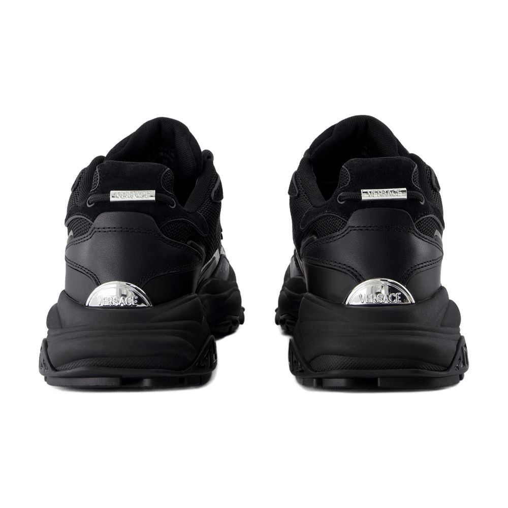 Versace Leather and Mesh Sneaker — Black