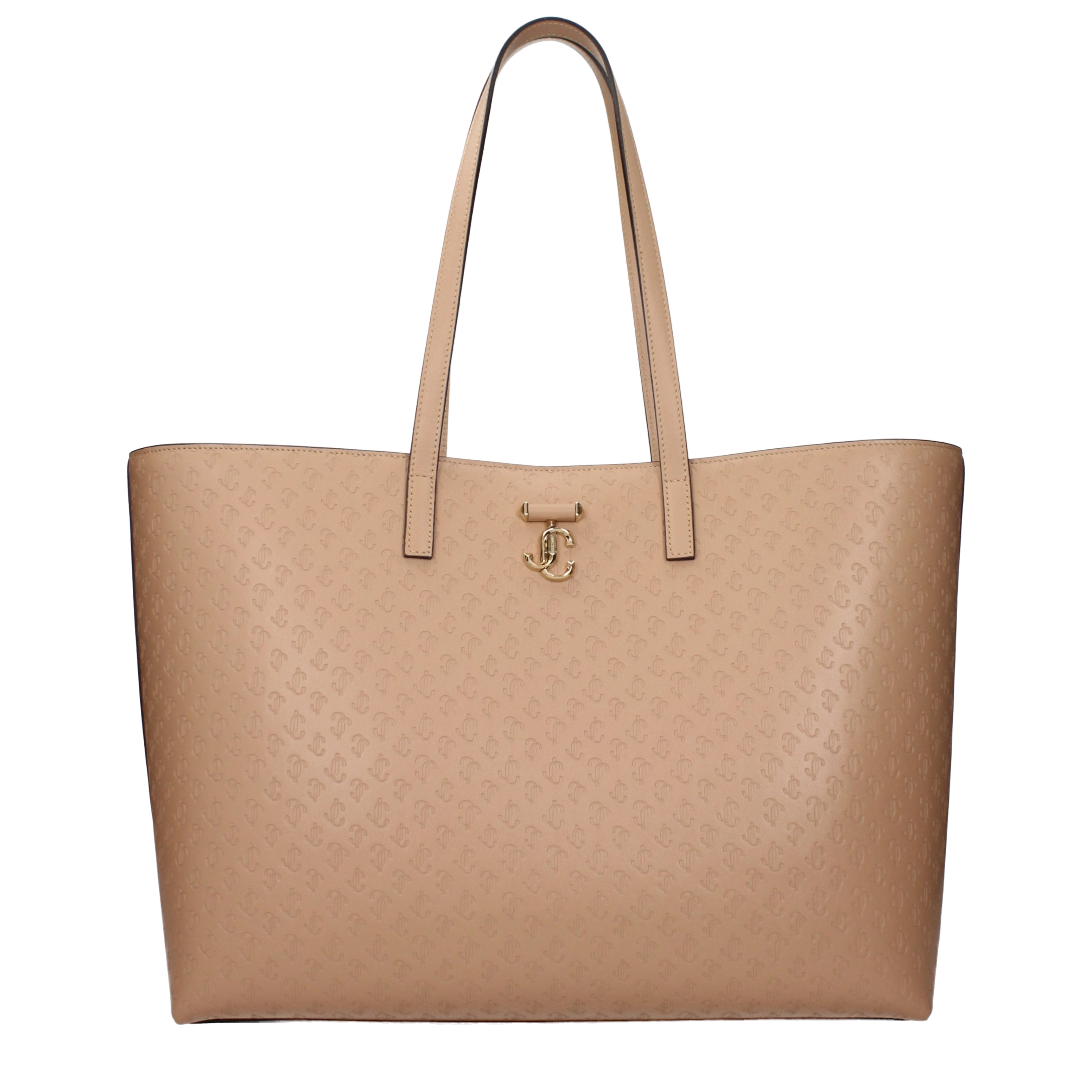 Jimmy Choo Monogrammed Leather Tote Bag — Brown