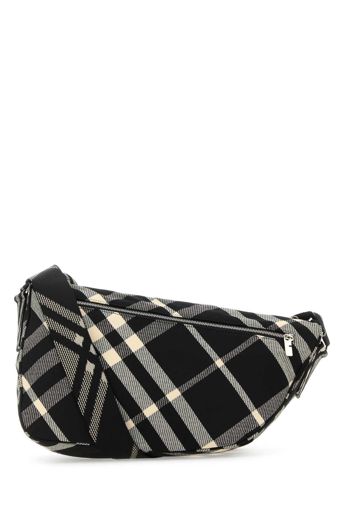 Burberry Nova Check Canvas Shoulder Bag — Black