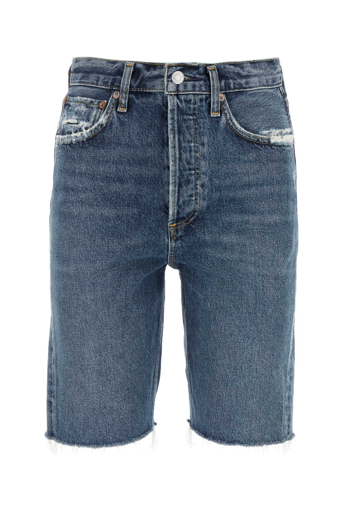 Agolde Prcsn Denim Shorts — Blue