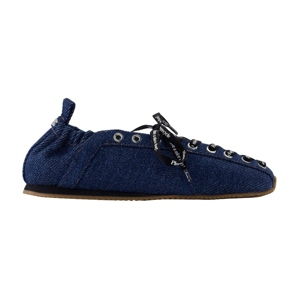 Ganni Lace-Up Sporty Ballet Flat — Blue