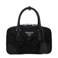Prada Sequin-Embellished Fabric Top Handle Bag — Black