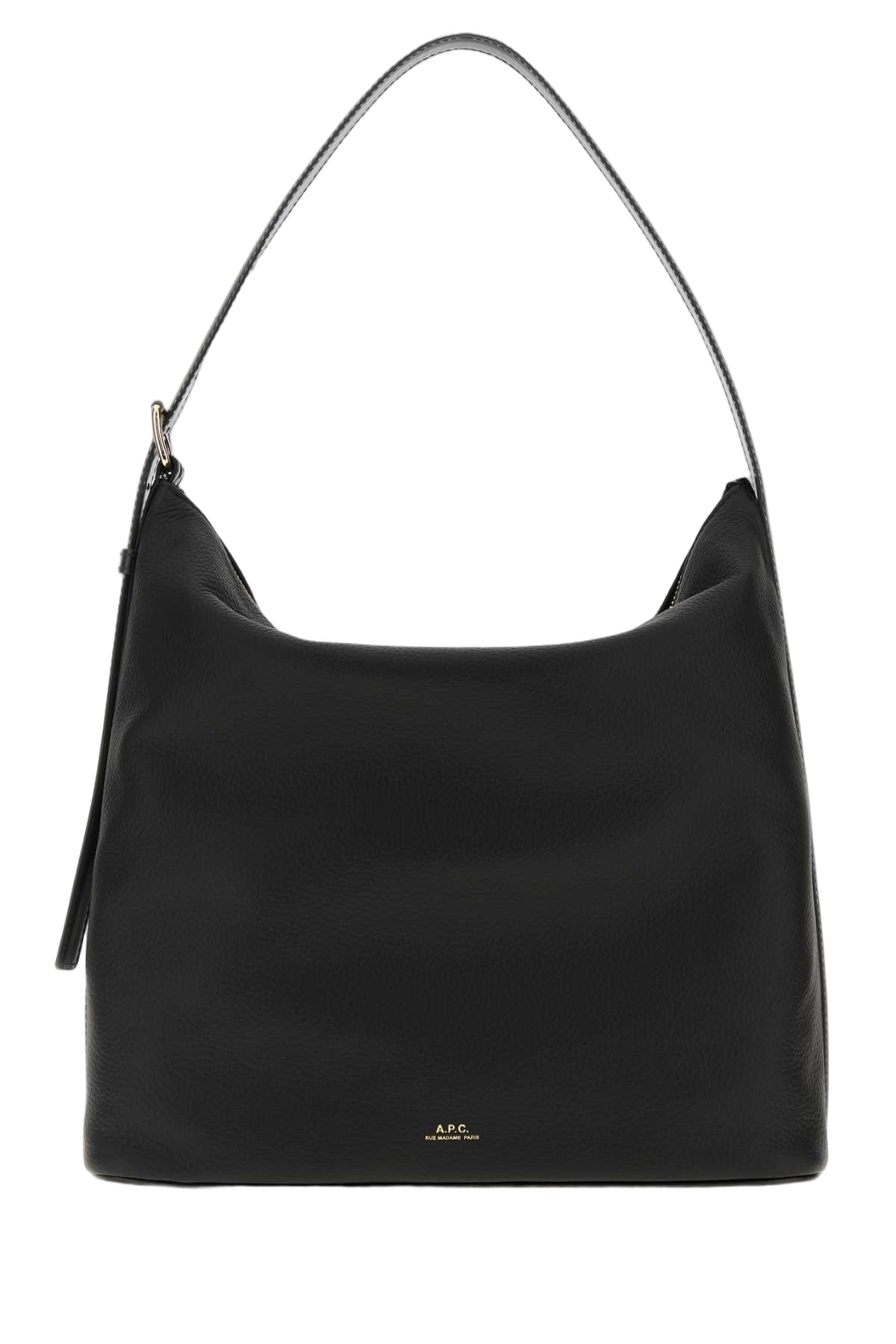 A.P.C. Grained Leather Shoulder Bag — Black