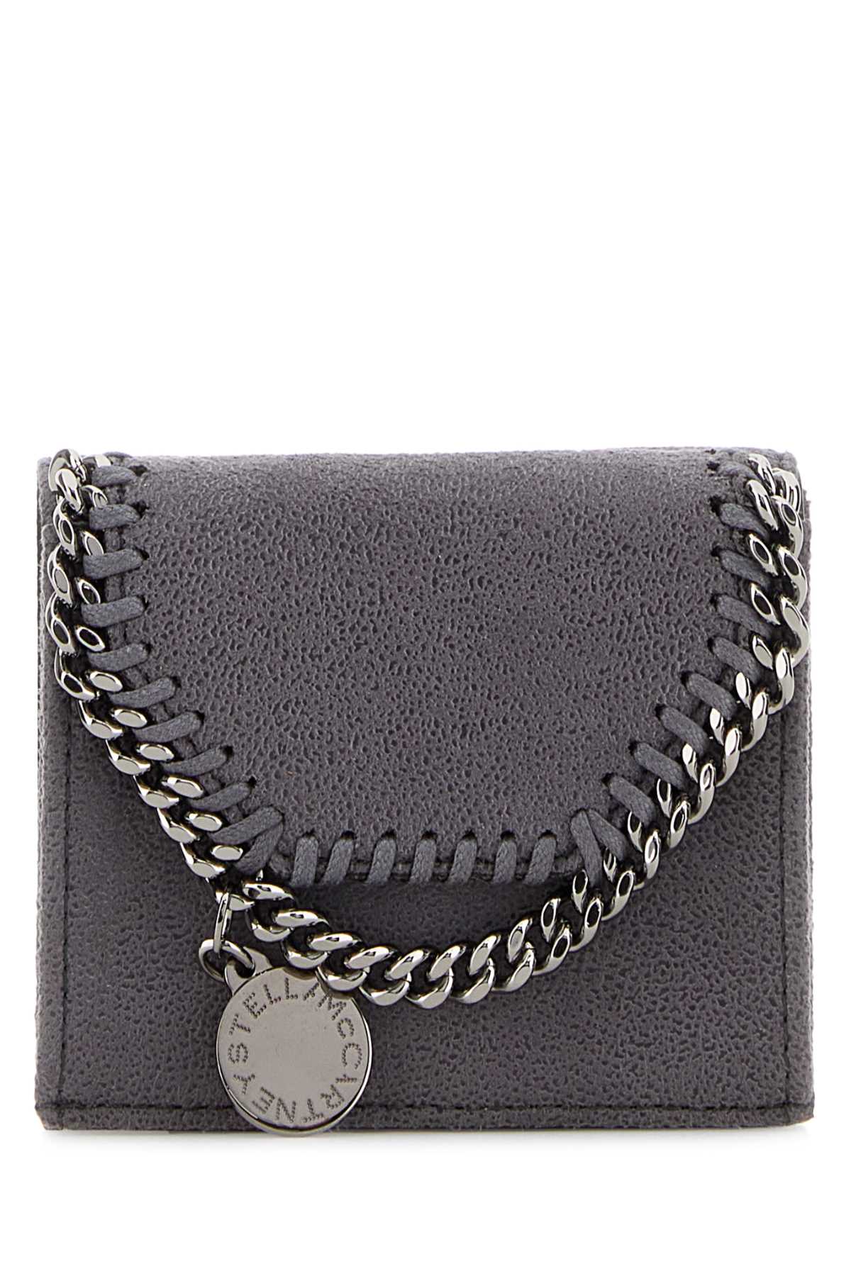 Stella McCartney Chain-Trimmed Compact Wallet — Gray