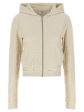 Off-White Embossed Logo Cotton Terry Hoodie — Beige