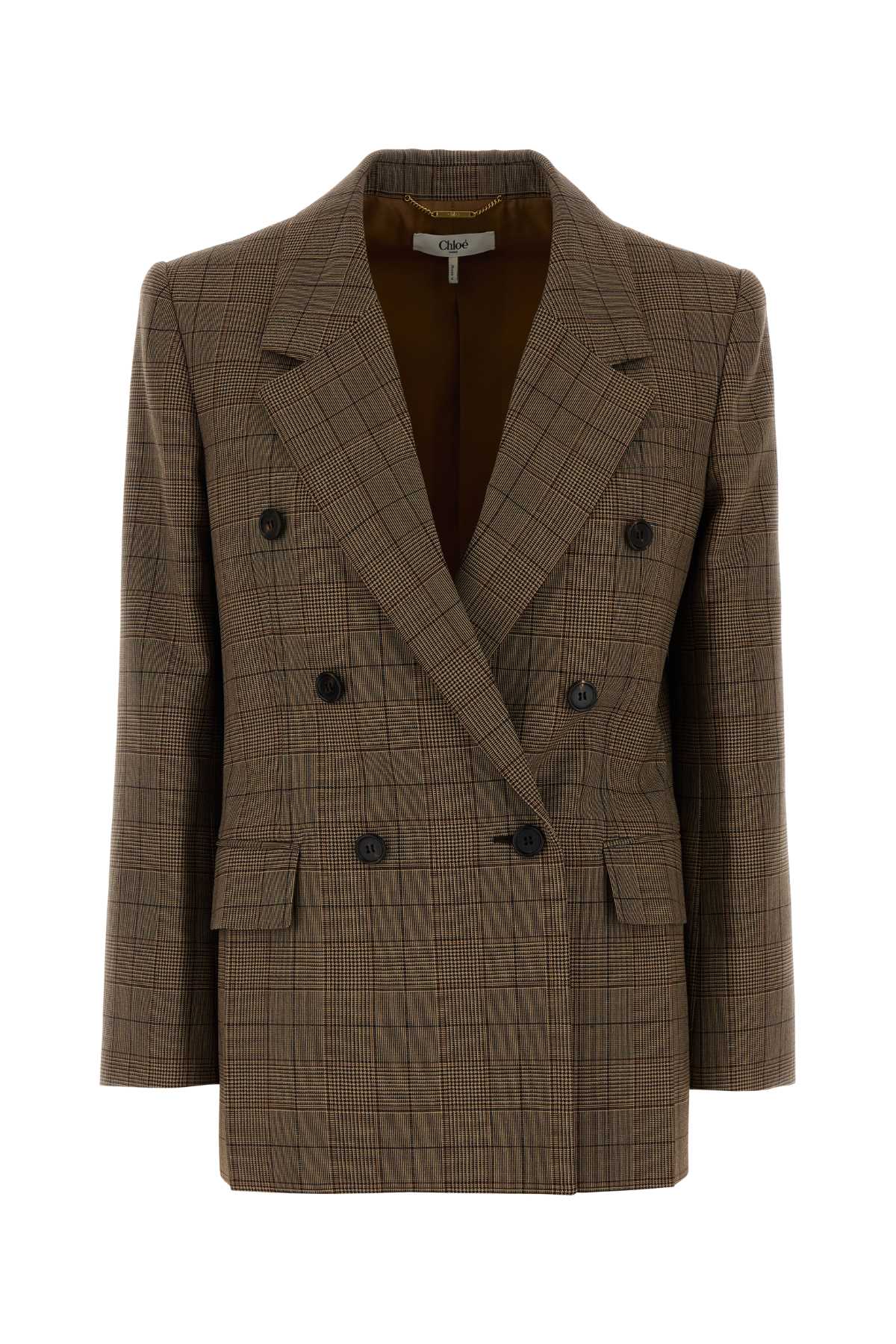 Chloé Wool Double-Breasted Blazer — Brown