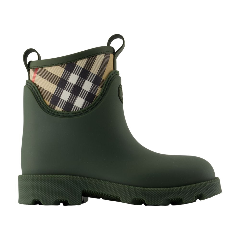 Burberry Burberry Check-Lined Rubber Ankle Boot — Green
