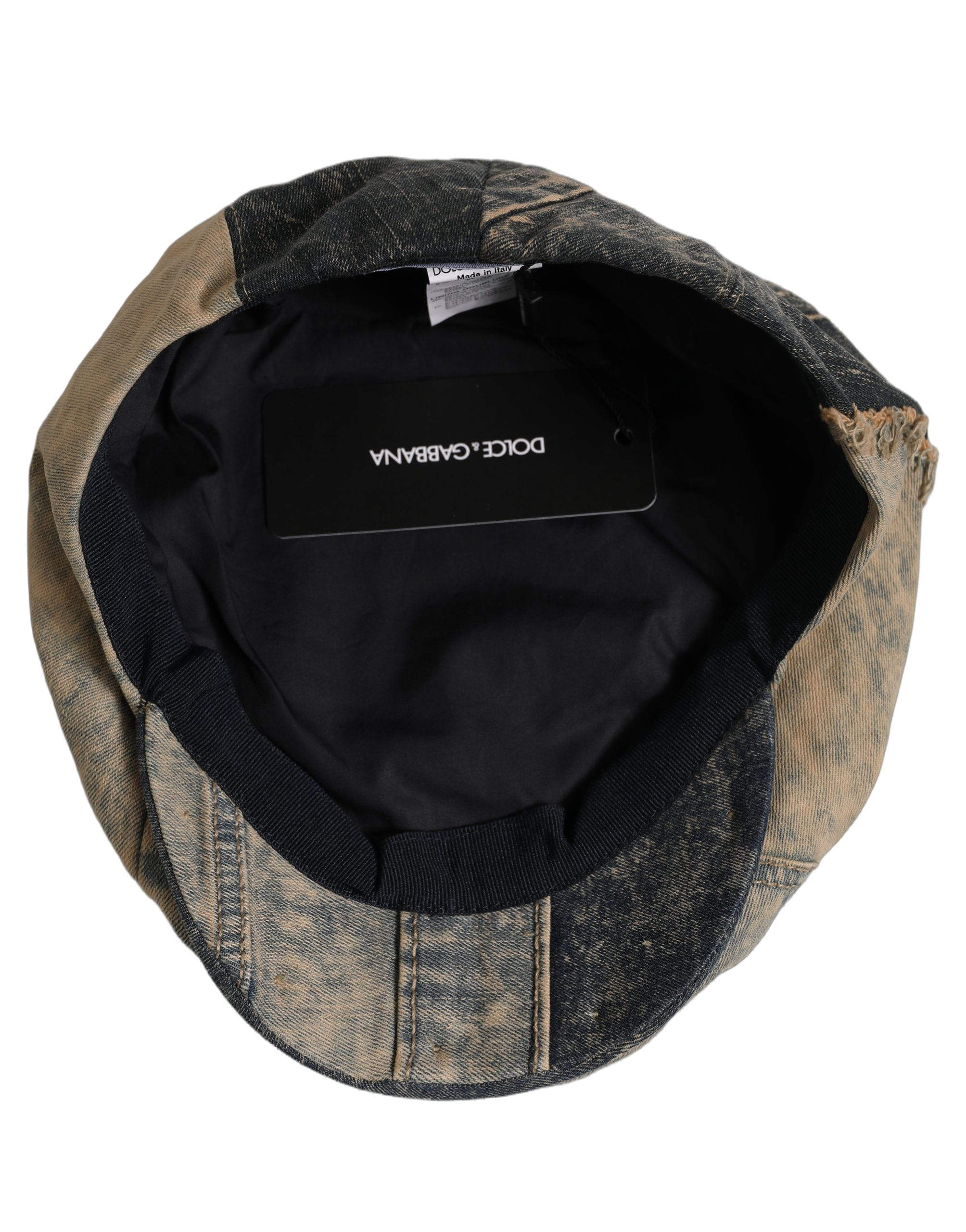 Dolce & Gabbana HAT10042 Distressed Denim Flat Cap — Brown