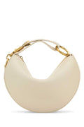 Burberry Curved Calf Leather Shoulder Bag — Beige