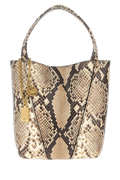 Chloé Python-Print Leather Shoulder Bag — Beige