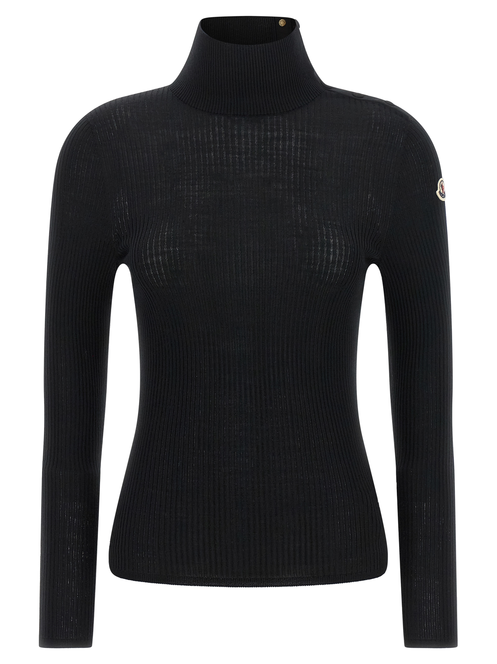 Moncler Virgin Wool Ribbed Sweater — Black