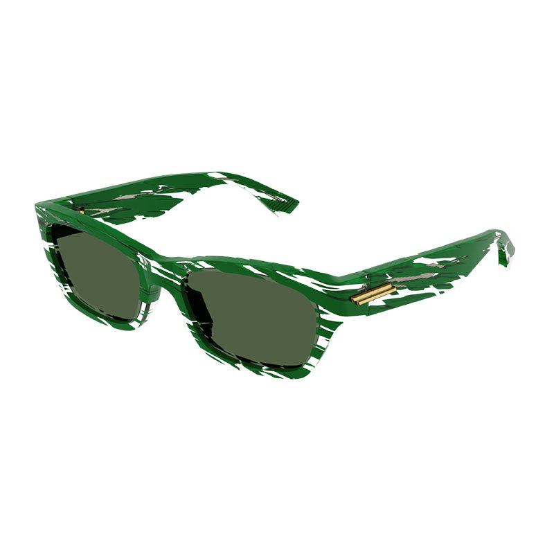 Bottega Veneta BV1143S004 Striped Acetate Sunglasses — Green