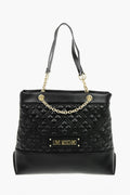 Moschino Quilted Faux Leather Shoulder Bag — Black