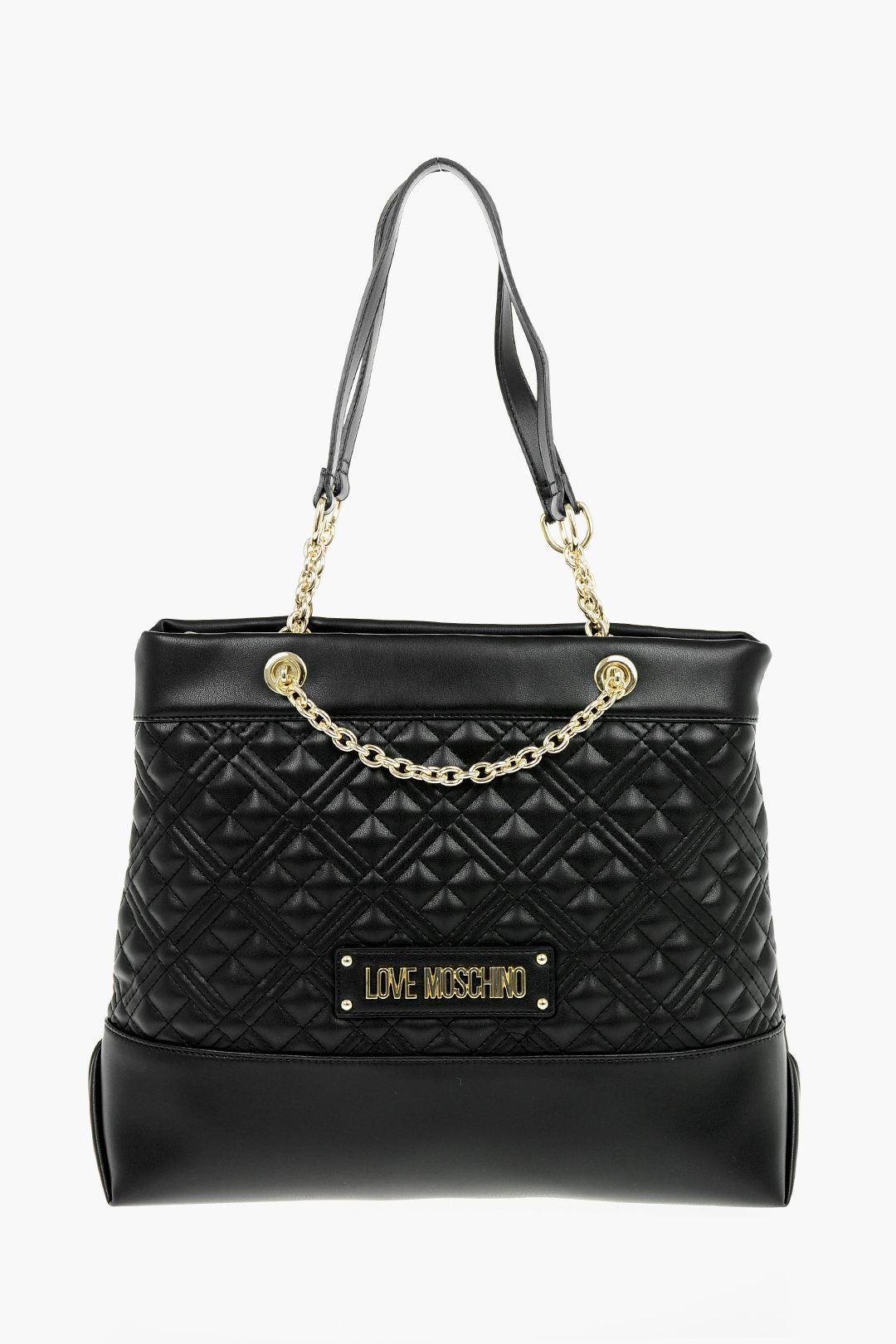 Moschino Quilted Faux Leather Shoulder Bag — Black