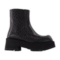 Marni Crocodile-Embossed Leather Boot — Black