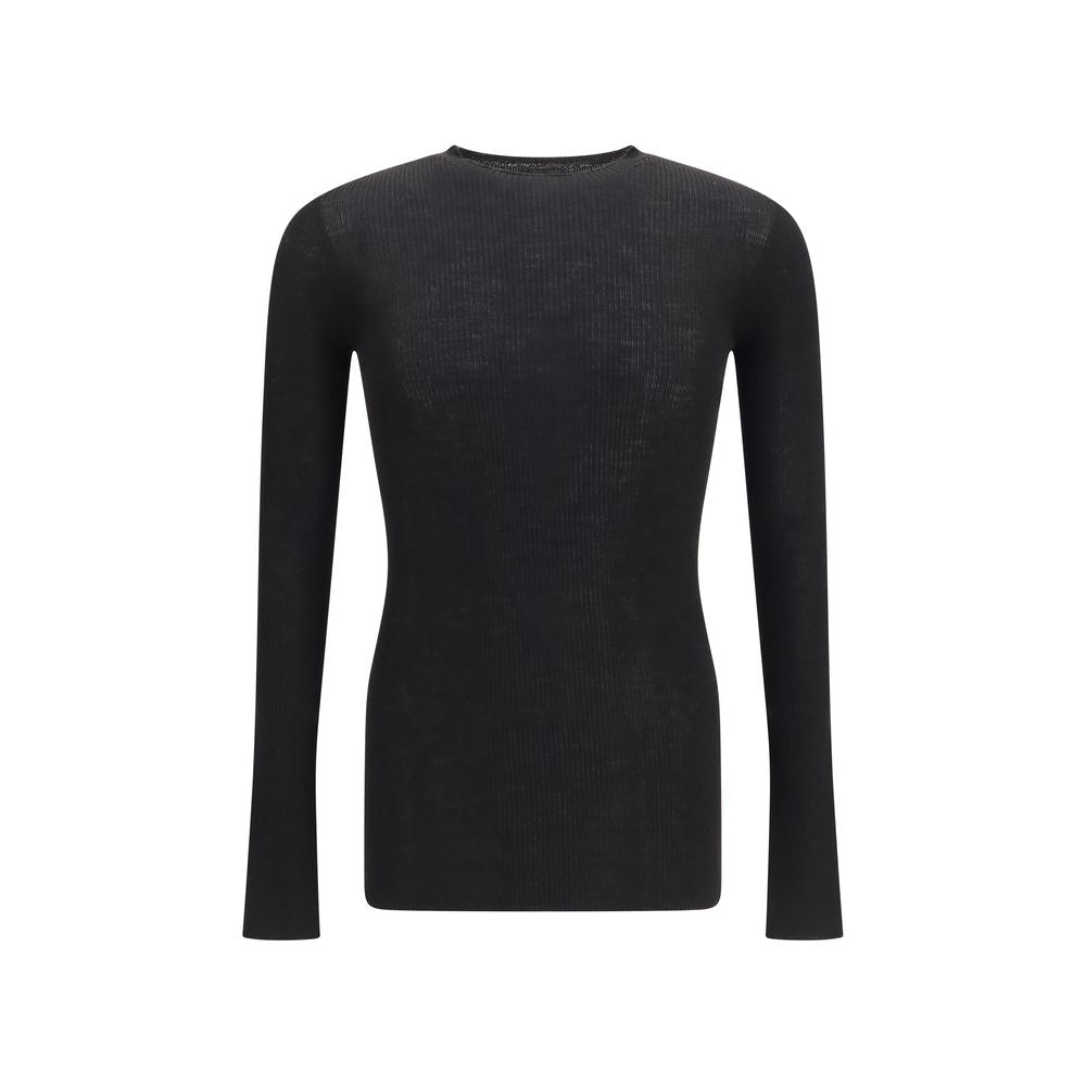 Rick Owens Ribbed Merino Wool Sweater — Black