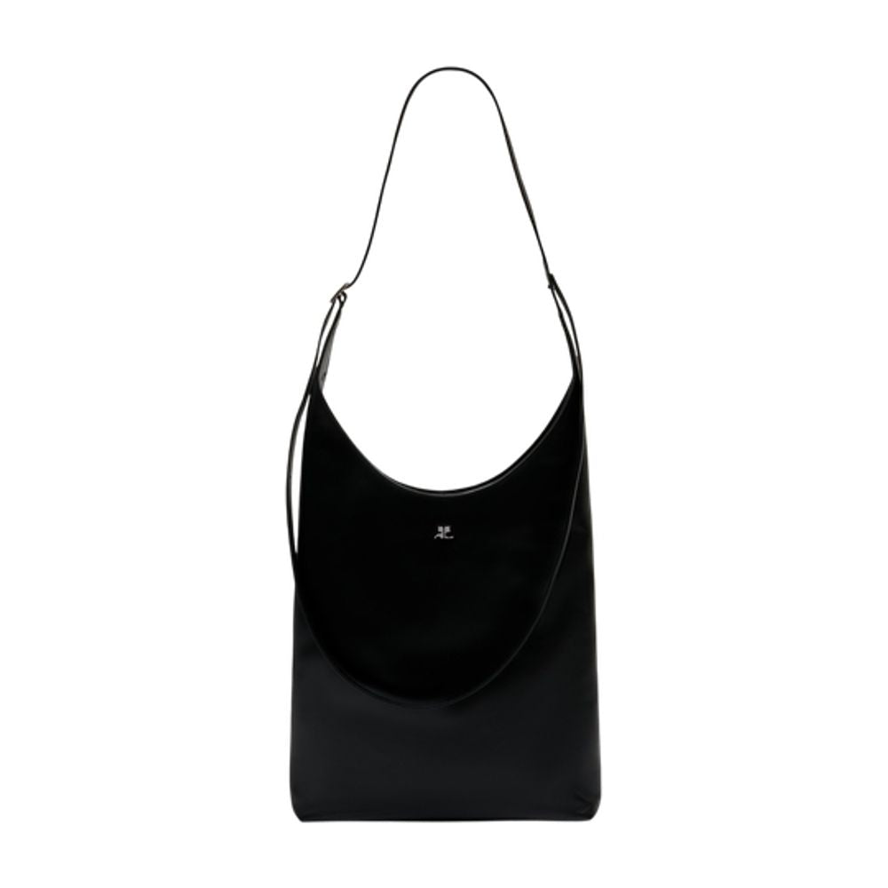 Courreges Calfskin Shoulder Bag — Black