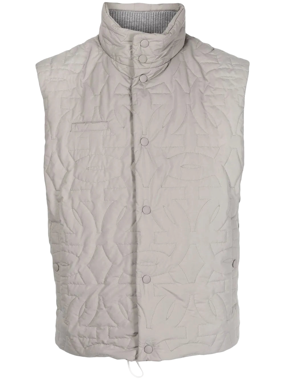 Ferragamo Quilted Funnel Neck Gilet — Gray