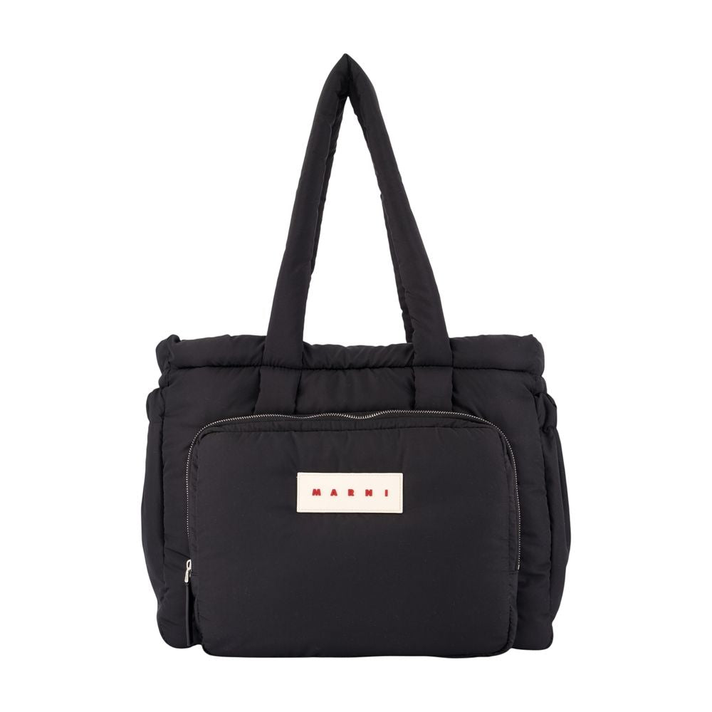 Marni Puffy Quilted Tote Bag — Black
