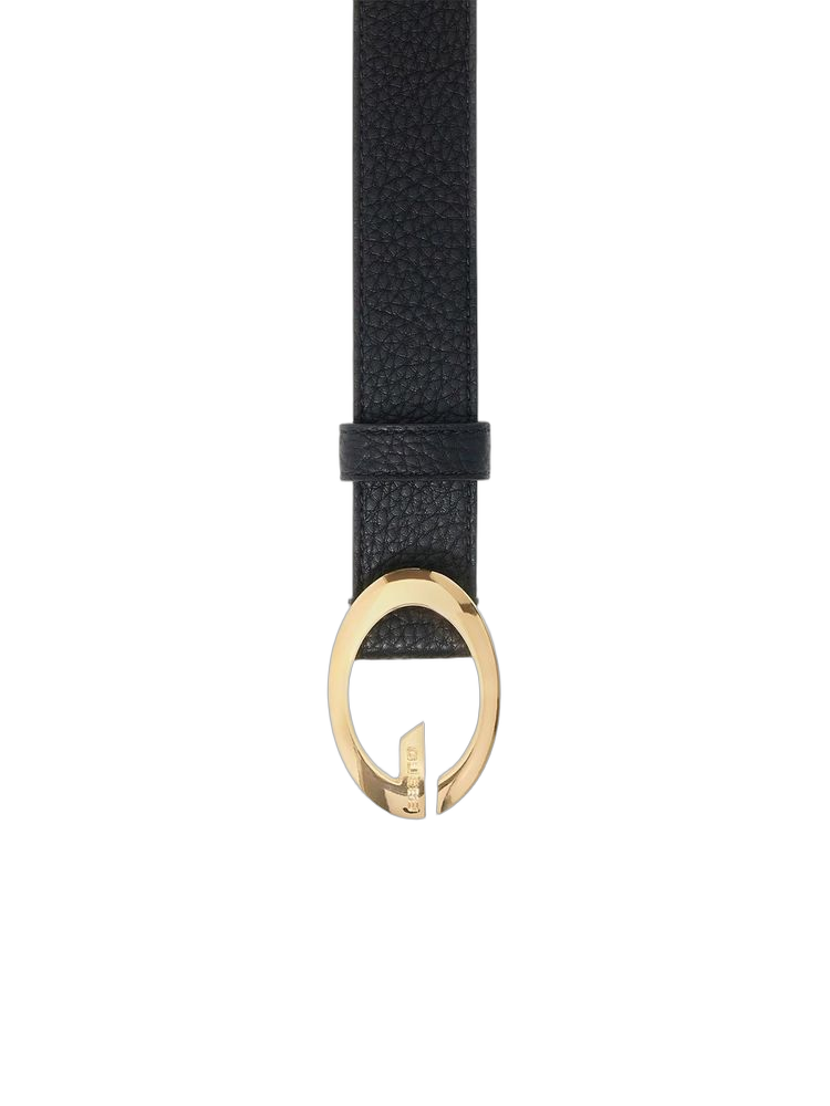 Guess Gold-Buckle Polyester Belt — Black