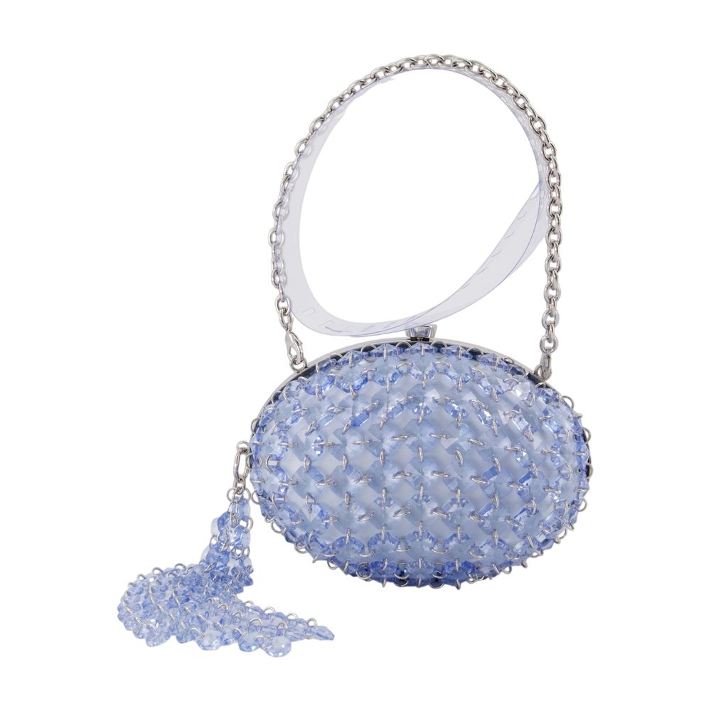 Self-Portrait Crystal Chain Oval Clutch — Purple