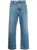 Valentino Dual Material Denim Jeans — Blue
