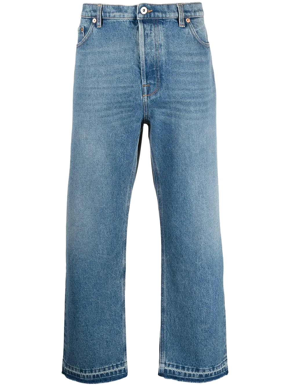 Valentino Dual Material Denim Jeans — Blue