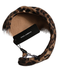 Dolce & Gabbana HAT10006 Leopard-Printed Wool Cashmere Beret — Brown