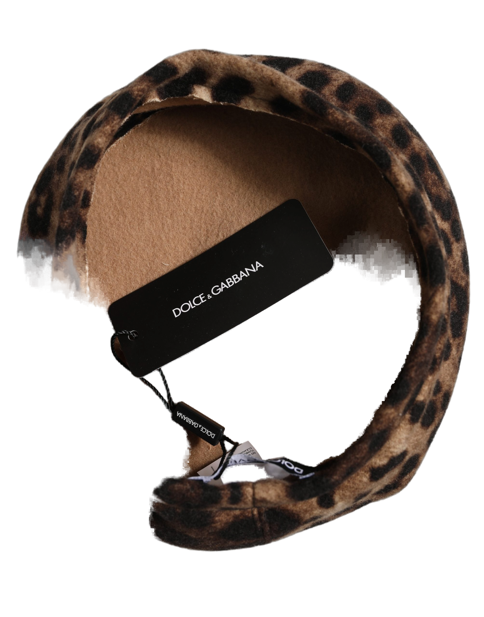 Dolce & Gabbana HAT10006 Leopard-Printed Wool Cashmere Beret — Brown