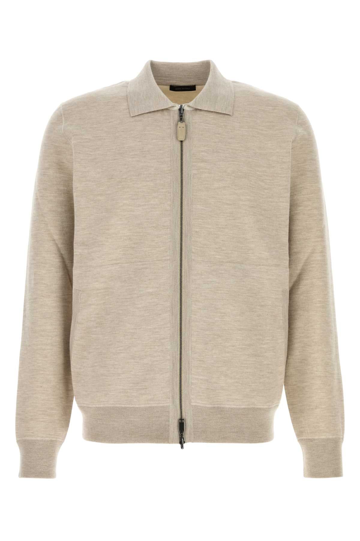 Brioni Full-Zip Wool-Blend Cardigan — Beige