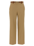 Gucci Cotton Drill with Leather Belt Trousers — Beige