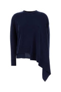 Alexander McQueen Asymmetric Cashmere-Wool Sweater — Navy
