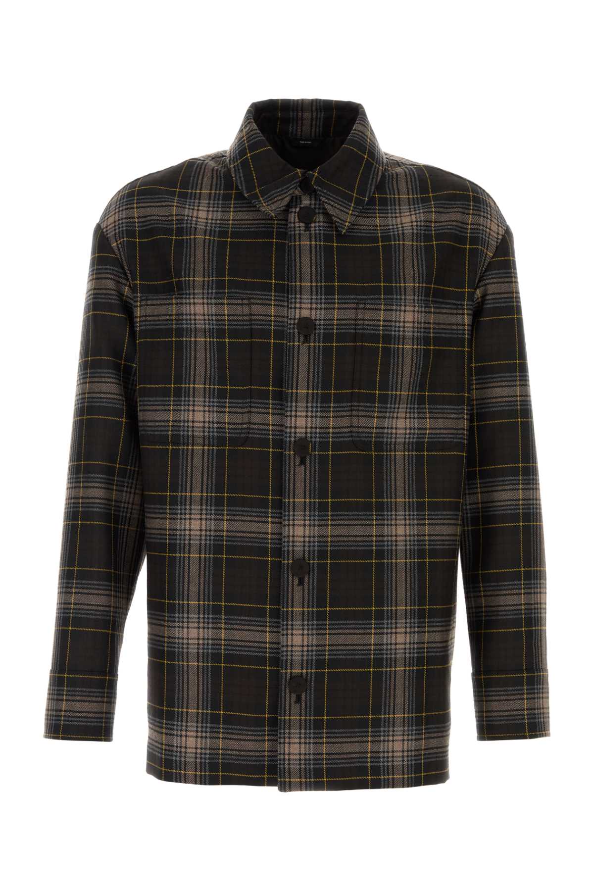 Fendi Check Wool Shirt — Black