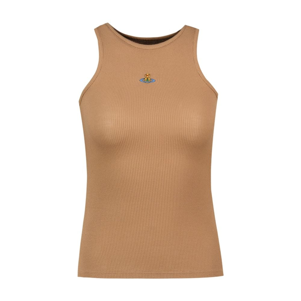Vivienne Westwood Logo-Embroidered Viscose Tank Top — Brown