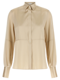 Brunello Cucinelli Stretch Silk Satin Blouse — Beige