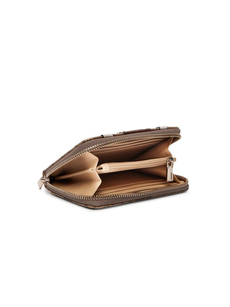Guess Logo-Embossed Polyurethane Wallet — Brown