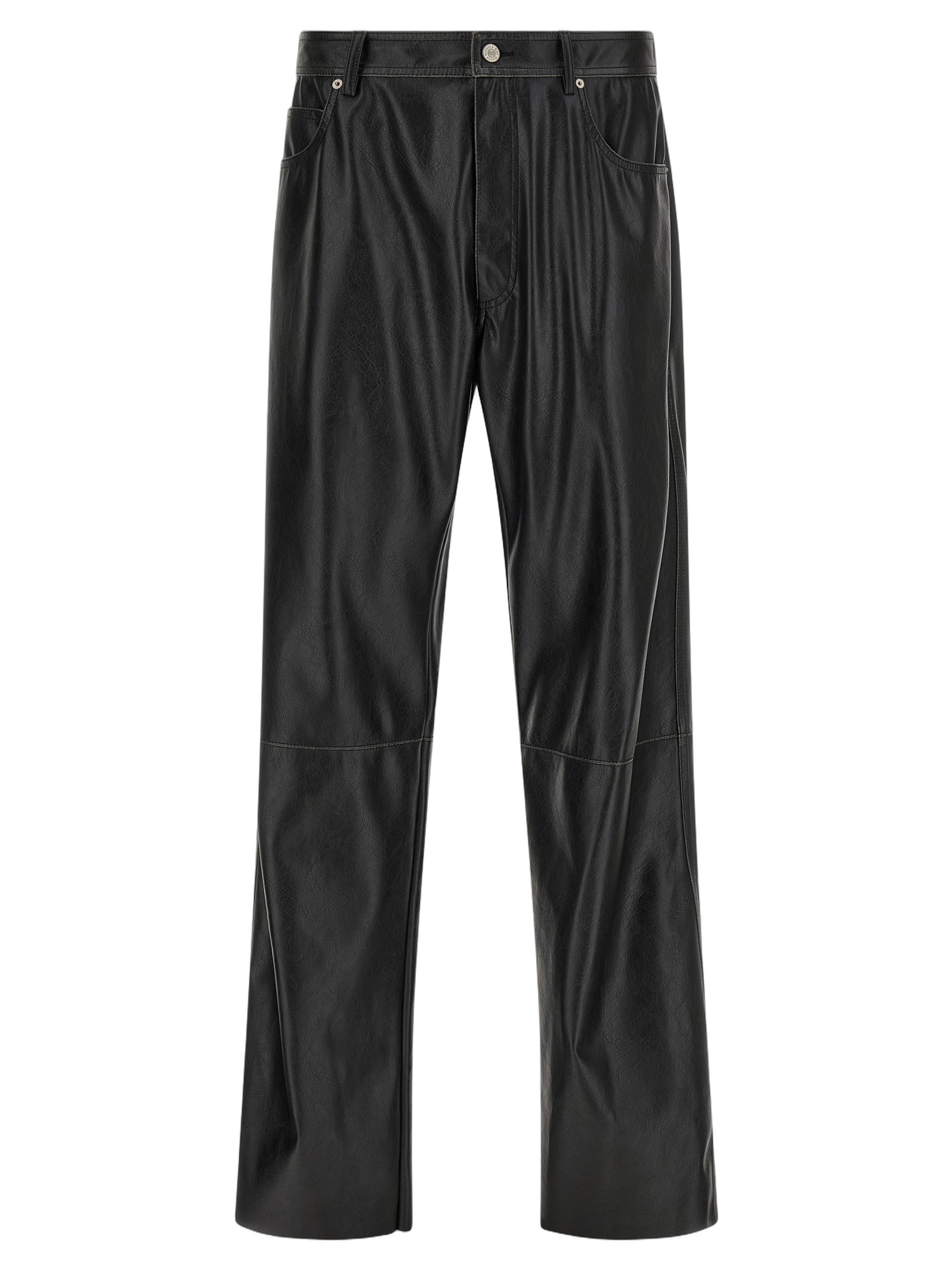 MM6 Maison Margiela Leather-Effect Polyester Trousers — Black