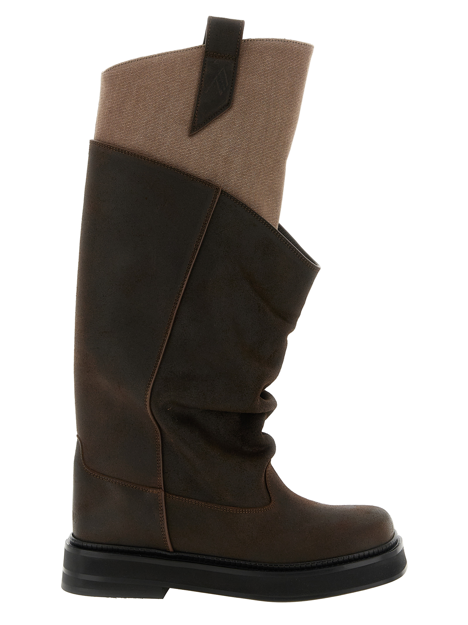The Attico Suede and Canvas Mix Boot — Brown