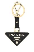 Prada Two-Tone Metal and Leather Key Case — Black