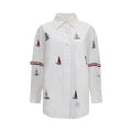 Thom Browne Sailboat-Embroidered Cotton Shirt — White