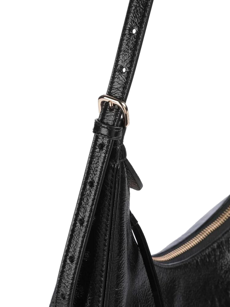 Pinko Shiny Calf Lamb Leather Shoulder Bag — Black