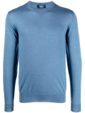 Fedeli Cashmere-Silk Blend Crew Neck Sweater — Blue