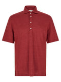 Brunello Cucinelli Linen-Cotton Jersey Polo Shirt — Red