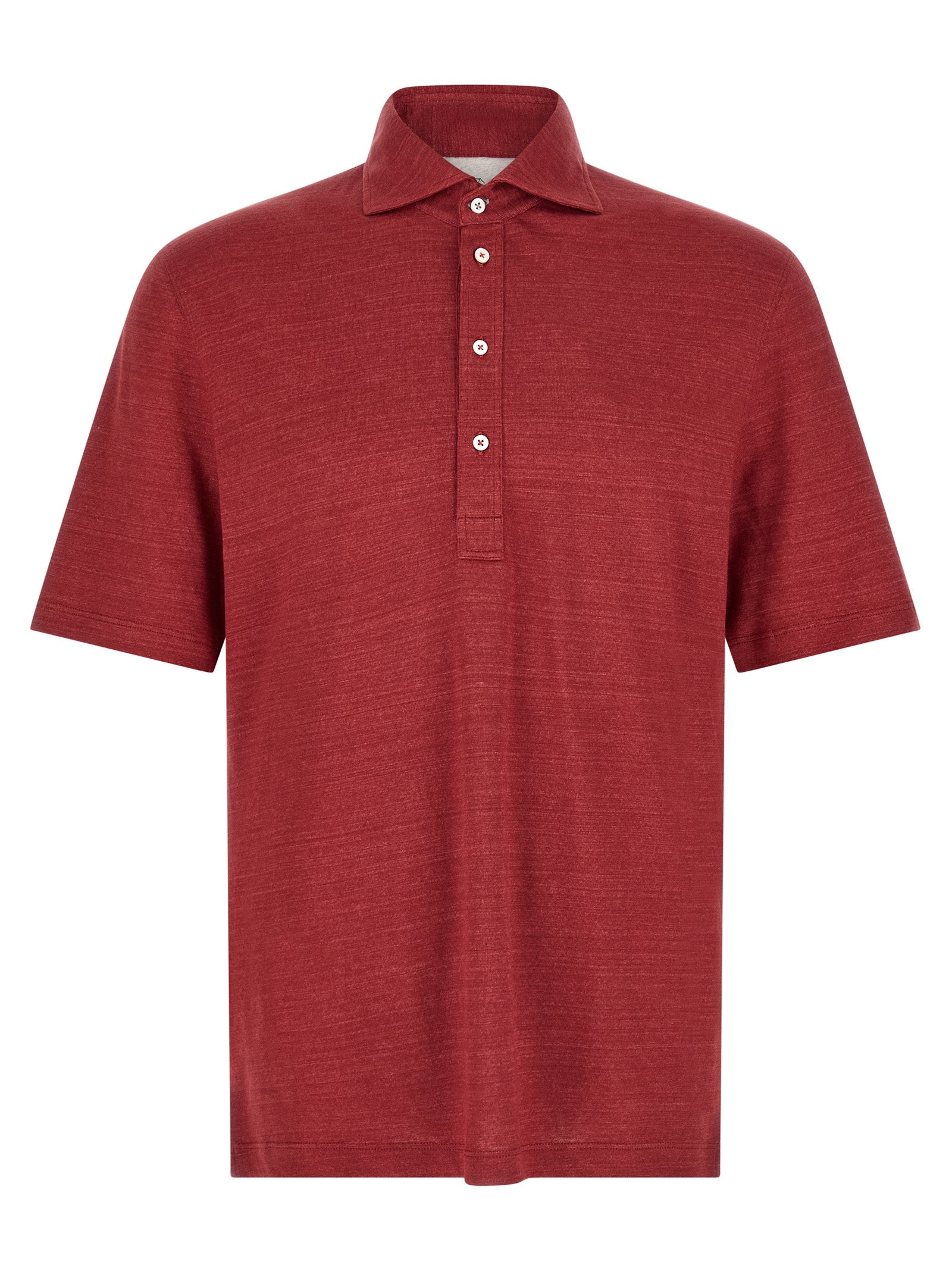 Brunello Cucinelli Linen-Cotton Jersey Polo Shirt — Red