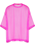 Valentino Sheer Silk Crew Neck T-Shirt — Pink