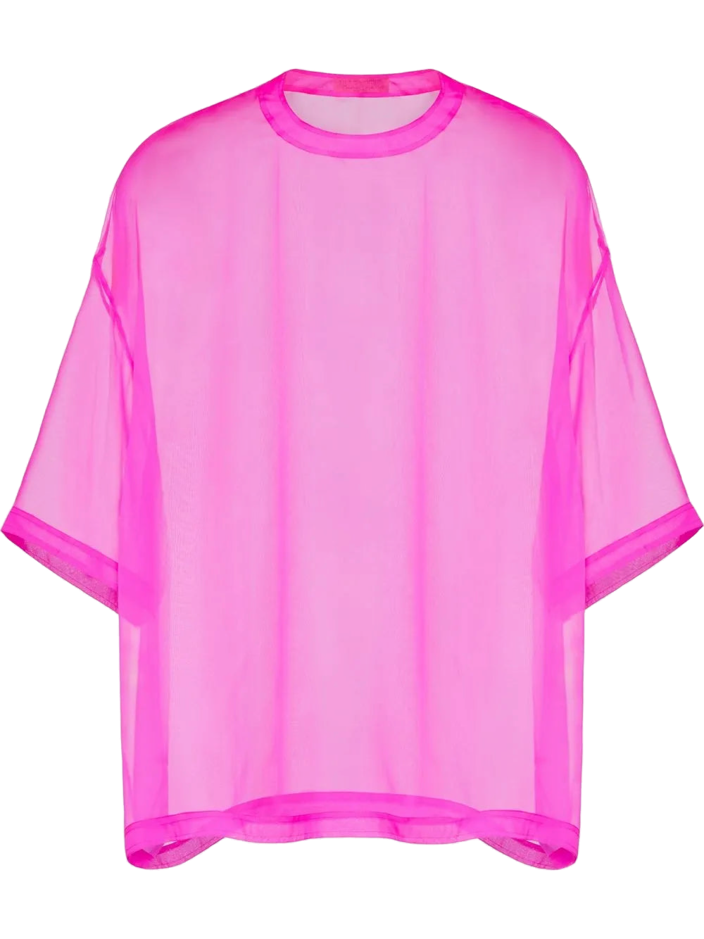 Valentino Sheer Silk Crew Neck T-Shirt — Pink