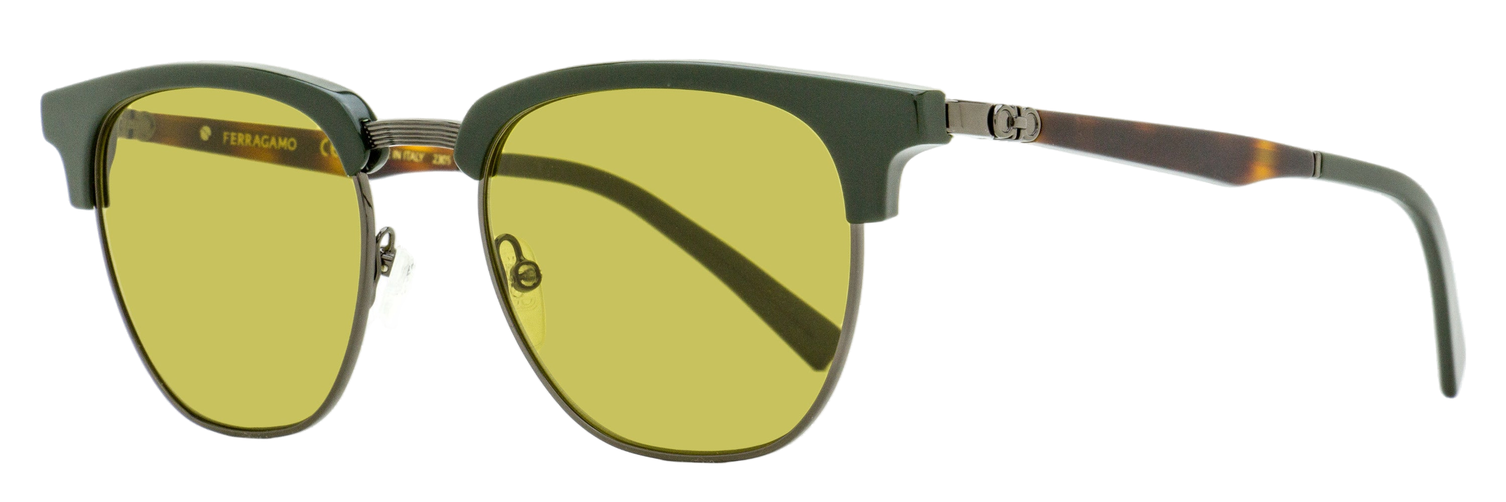 Ferragamo SF307S Square Brow Line Sunglasses — Green