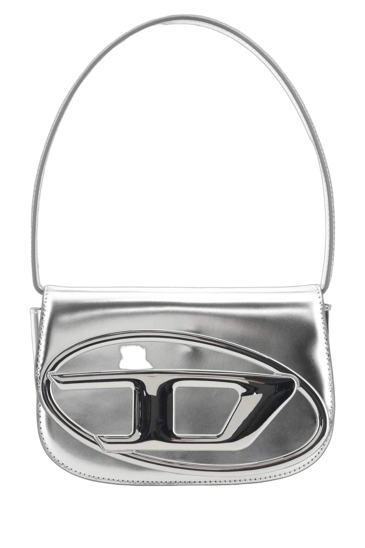 Diesel Silver Leather Shoulder Bag — Silver
