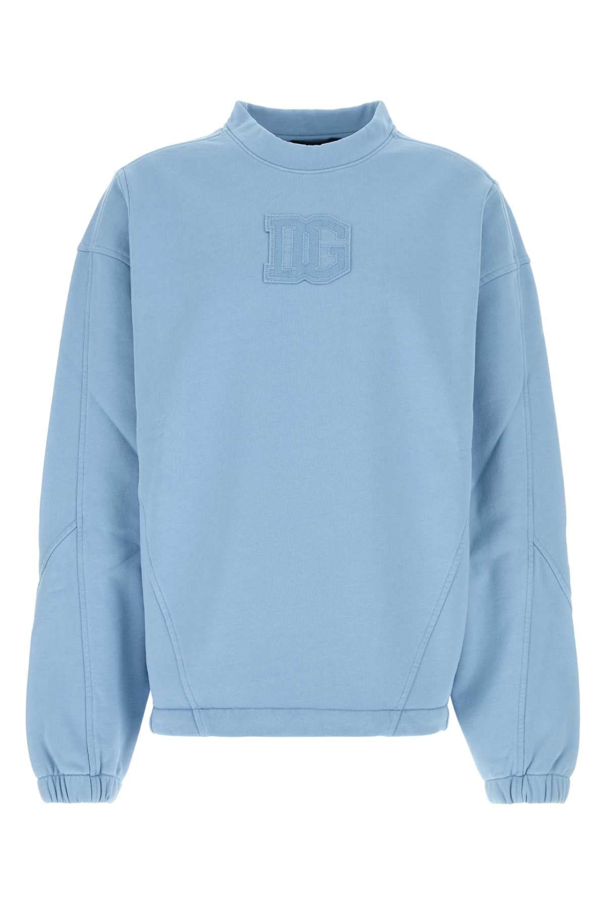 Dolce & Gabbana Logo-Embroidered Cotton Sweatshirt — Blue